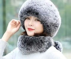 Custom Funny Plaid Faux Fur Fake Fur Cap Earflap Russian Style Ski Trapper Hat Eskimo Hat For Winter