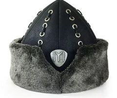 Leather Ottoman Kayi Ertugrul Dirilis IYI Traditional Fur Hat / Bork