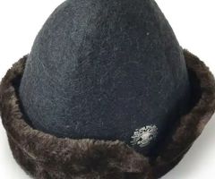 Felt Ottoman Kayi Tribe Ertugrul Dirilis Wool Hat / Bork With A Metal Double-Headed Eagle Motif