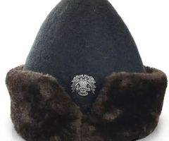 Felt Ottoman Kayi Tribe Ertugrul Dirilis Wool Hat / Bork With A Metal Double-Headed Eagle Motif