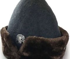 Felt Ottoman Kayi Tribe Ertugrul Dirilis Wool Hat / Bork With A Metal Double-Headed Eagle Motif