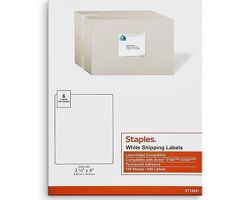 Staples lASER/ink  Shipping Labels 3 1/3" x 4" White  6 Labels/Sheet
