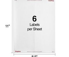 Staples lASER/ink  Shipping Labels 3 1/3" x 4" White  6 Labels/Sheet