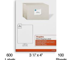 Staples lASER/ink  Shipping Labels 3 1/3" x 4" White  6 Labels/Sheet