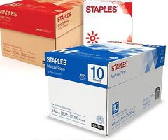 Staples Multiuse Copy Paper, 8.5" x 11", 20 lbs., 94 Brightness, 500 Sheets/Ream, 10 Reams/Carton (2