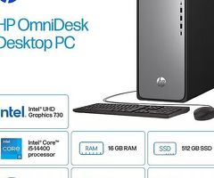 HP OmniDesk Desktop Computer, Intel Core i5-14400, 16GB RAM, 512GB SSD, Windows 11 Home, Mouse/Keybo
