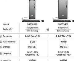 HP OmniDesk Desktop Computer, Intel Core i5-14400, 16GB RAM, 512GB SSD, Windows 11 Home, Mouse/Keybo