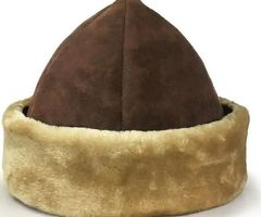  Top Quality Genuine Leather Dark Nubuck Ottoman Kayi Tribe Ertugrul Dirilis Wool Hat / Bork